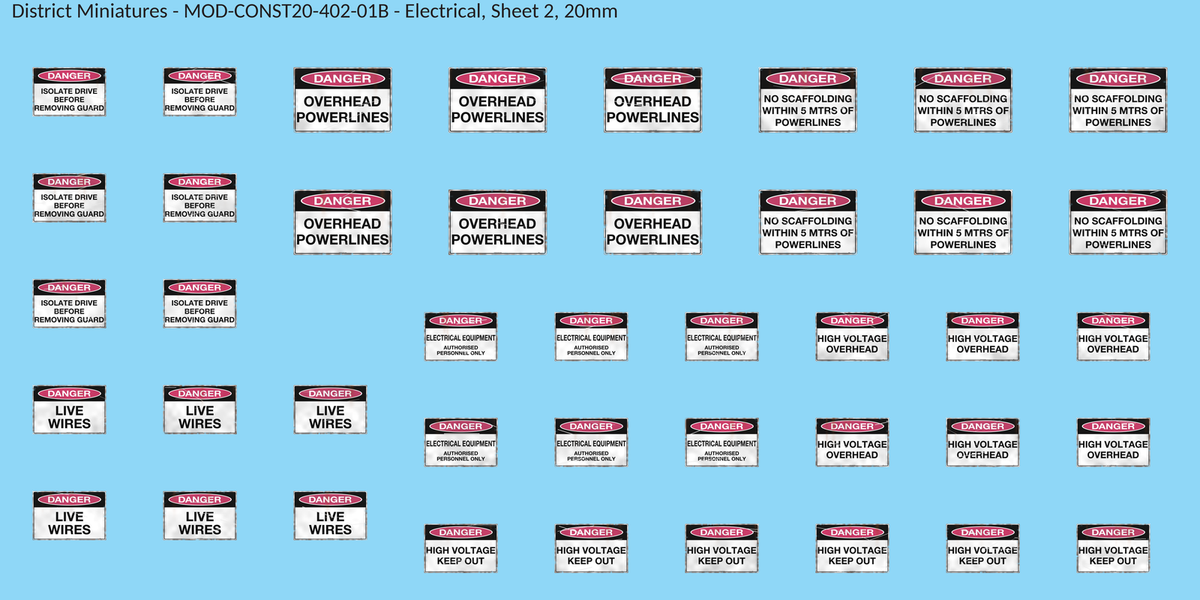Electrical, Sheet 2, 20mm decal sheet, weathered finish