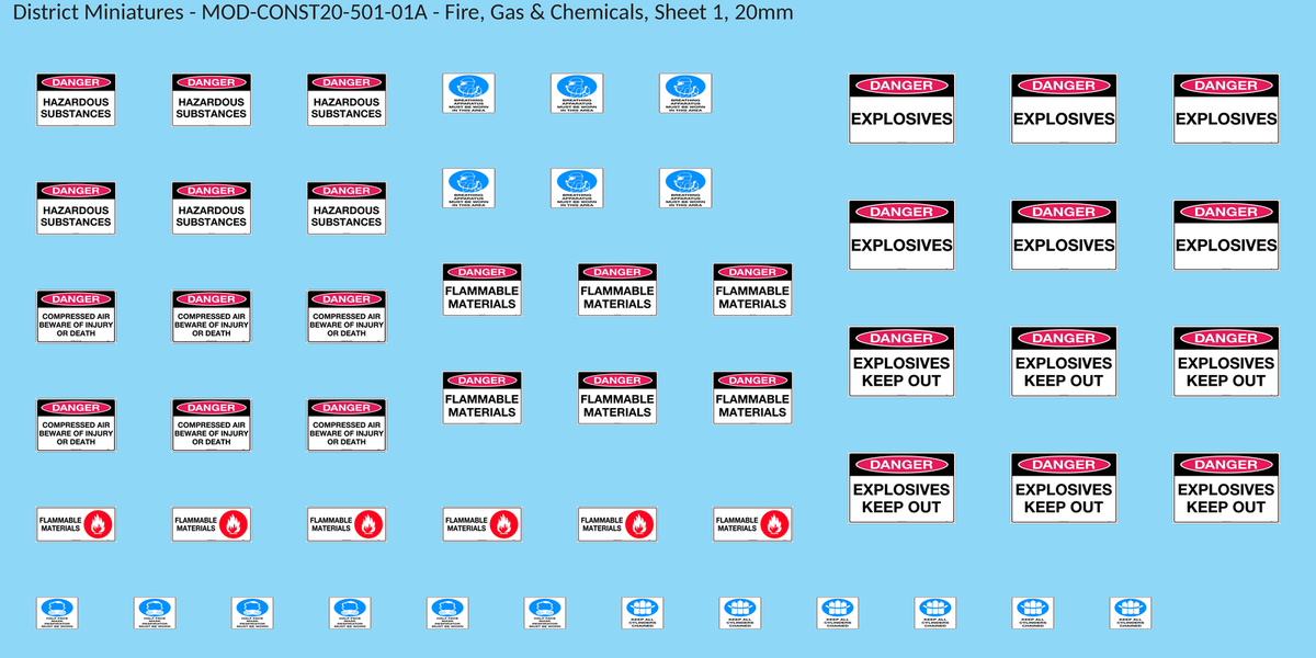 Fire, Gas & Chemicals, Sheet 1, 20mm decal sheet, clean finish