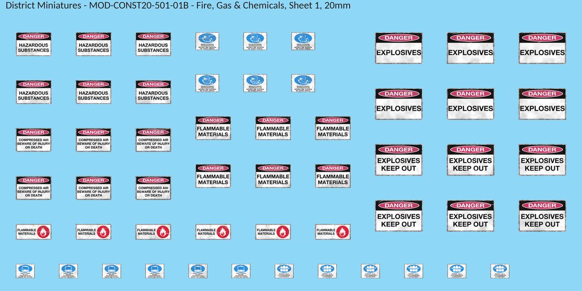 Fire, Gas & Chemicals, Sheet 1, 20mm decal sheet, weathered finish
