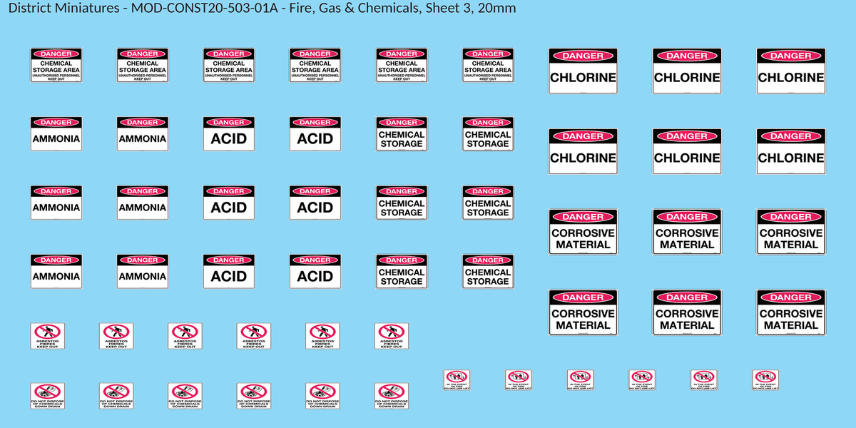 Fire, Gas & Chemicals, Sheet 3, 20mm decal sheet, clean finish