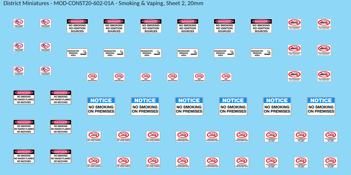 Smoking & Vaping, Sheet 2, 20mm decal sheet, clean finish