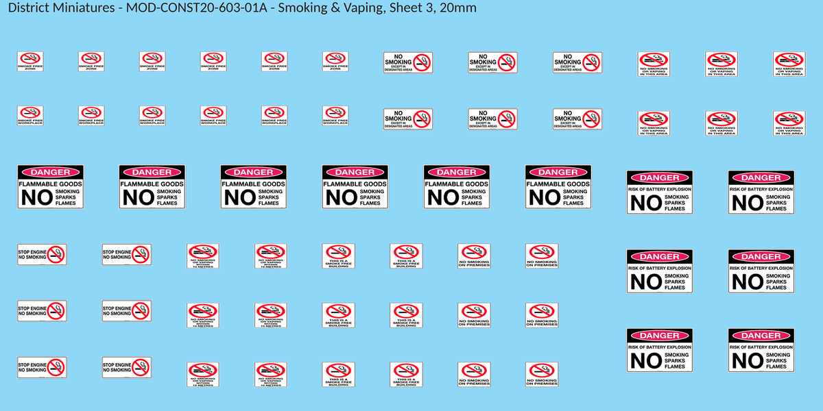 Smoking & Vaping, Sheet 3, 20mm decal sheet, clean finish