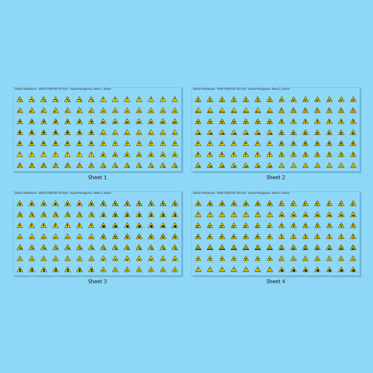 Hazard Pictograms, 20mm - all 4 sheets, clean finish
