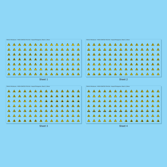Hazard Pictograms, 20mm - all 4 sheets, clean finish