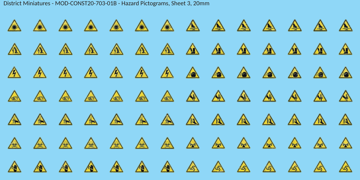 Hazard Pictograms, Sheet 3, 20mm decal sheet, weathered finish