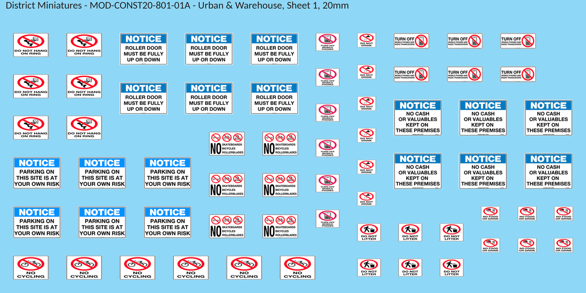 Urban & Warehouse, Sheet 1, 20mm decal sheet, clean finish