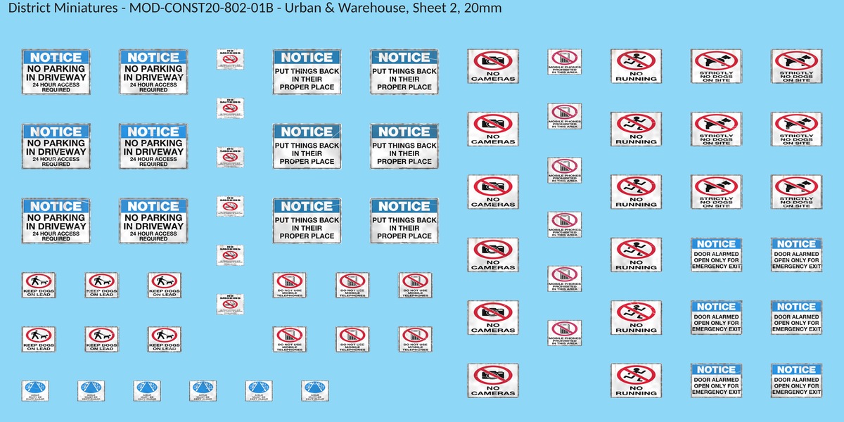 Urban & Warehouse, Sheet 2, 20mm decal sheet, weathered finish