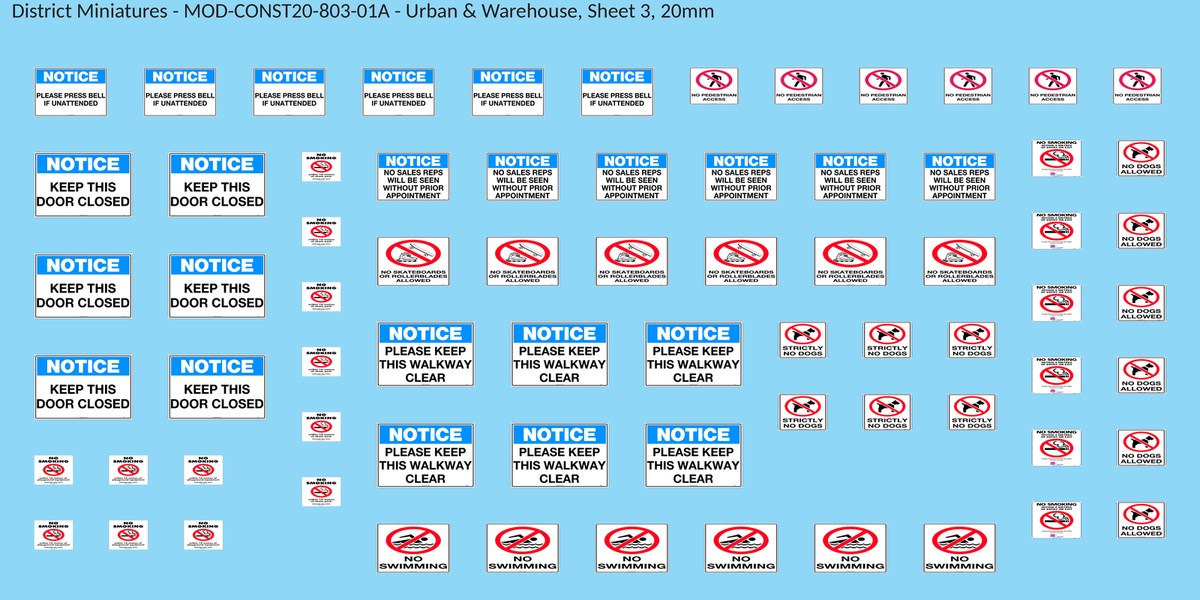 Urban & Warehouse, Sheet 3, 20mm decal sheet, clean finish