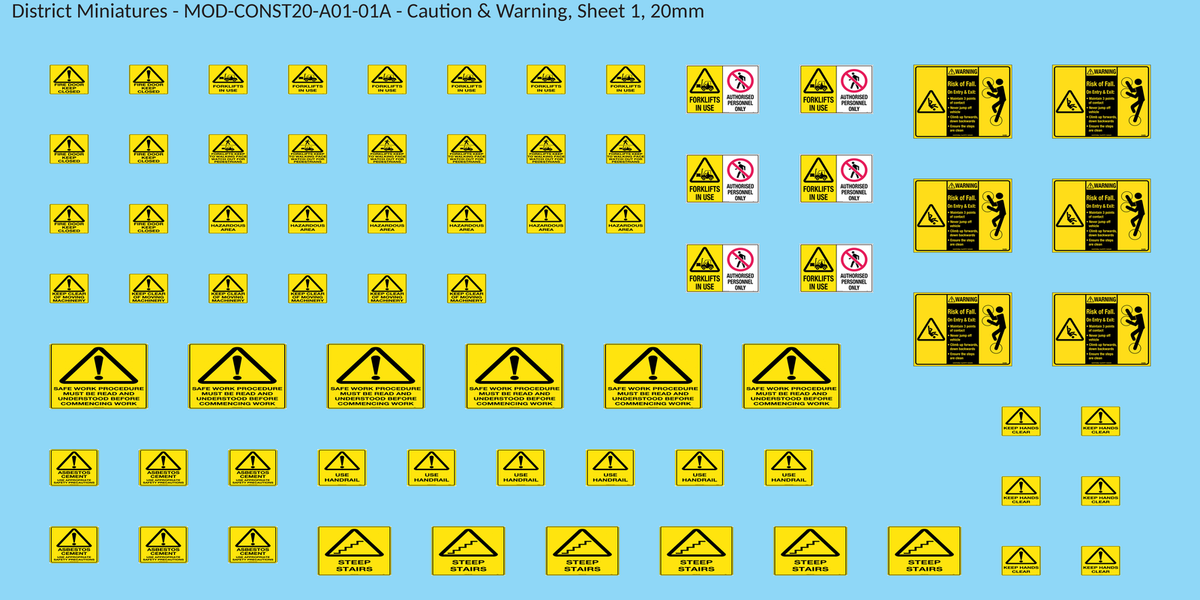 Caution & Warning, Sheet 1, 20mm decal sheet, clean finish