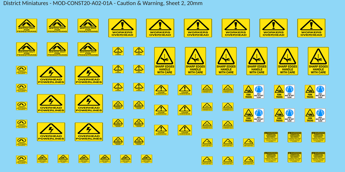 Caution & Warning, Sheet 2, 20mm decal sheet, clean finish