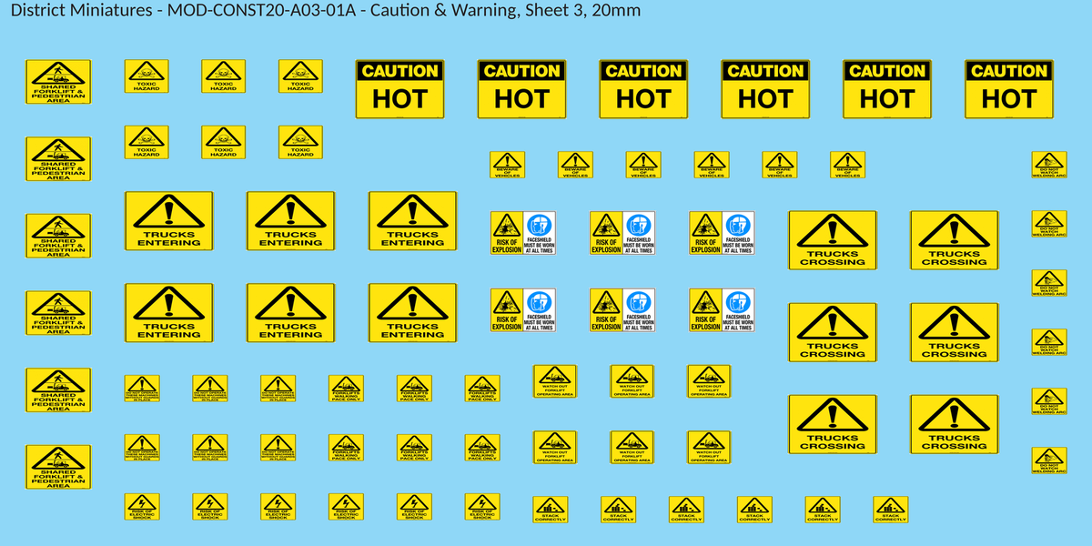 Caution & Warning, Sheet 3, 20mm decal sheet, clean finish