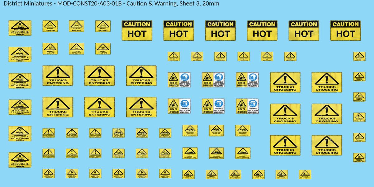Caution & Warning, Sheet 3, 20mm decal sheet, weathered finish