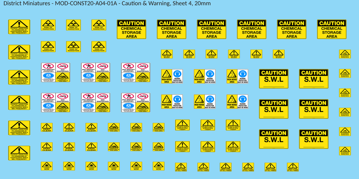 Caution & Warning, Sheet 4, 20mm decal sheet, clean finish