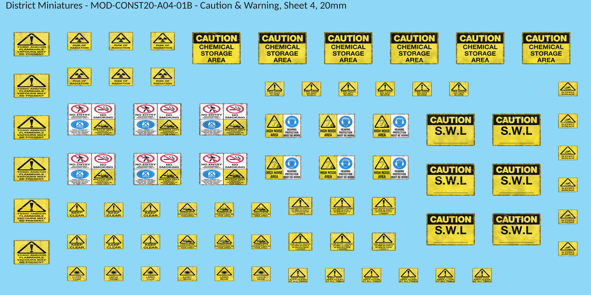 Caution & Warning, Sheet 4, 20mm decal sheet, weathered finish