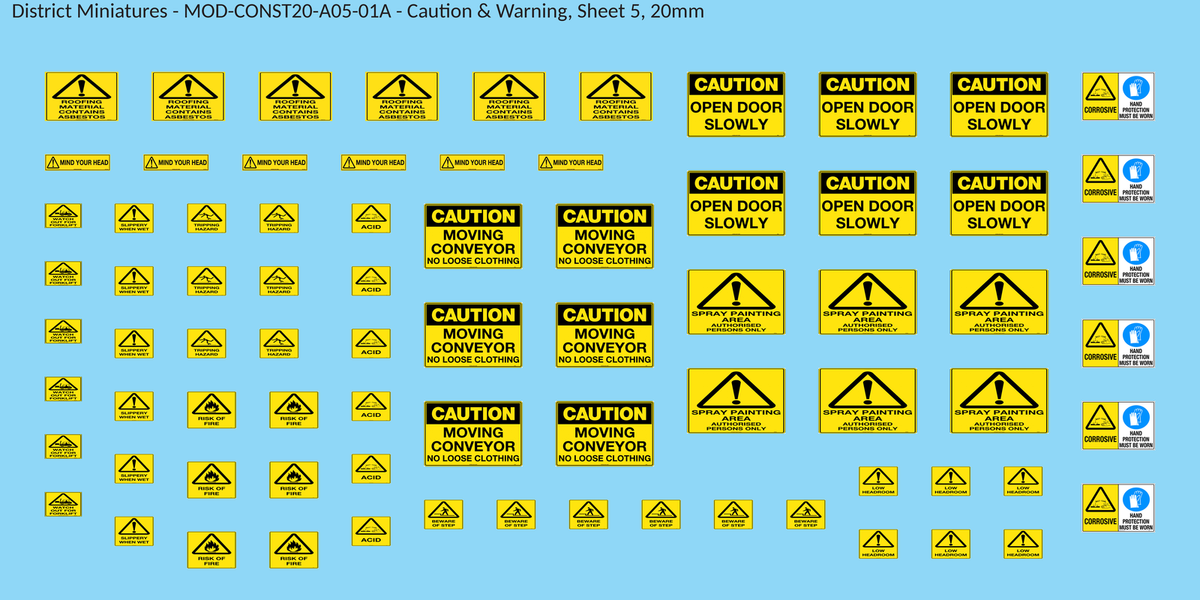 Caution & Warning, Sheet 5, 20mm decal sheet, clean finish
