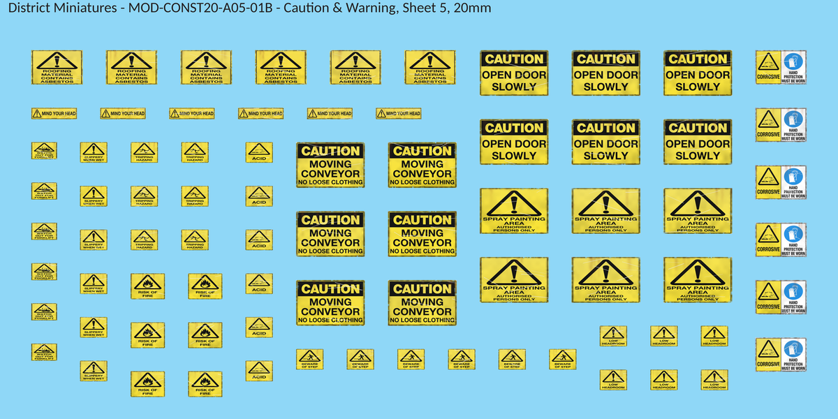 Caution & Warning, Sheet 5, 20mm decal sheet, weathered finish