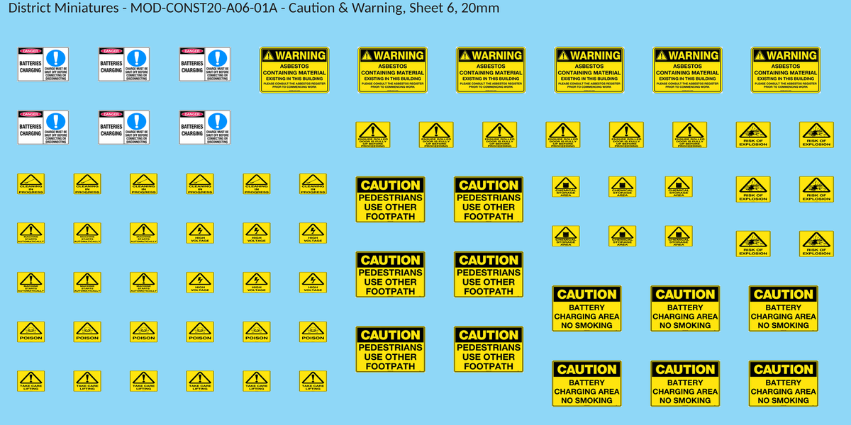 Caution & Warning, Sheet 6, 20mm decal sheet, clean finish