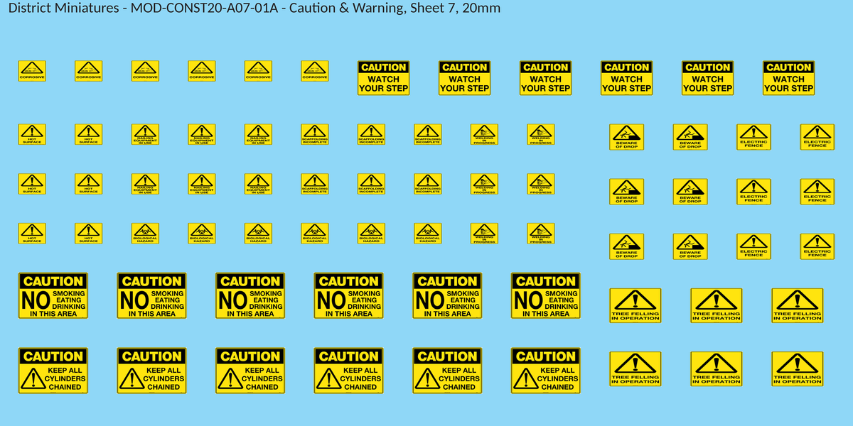 Caution & Warning, Sheet 7, 20mm decal sheet, clean finish