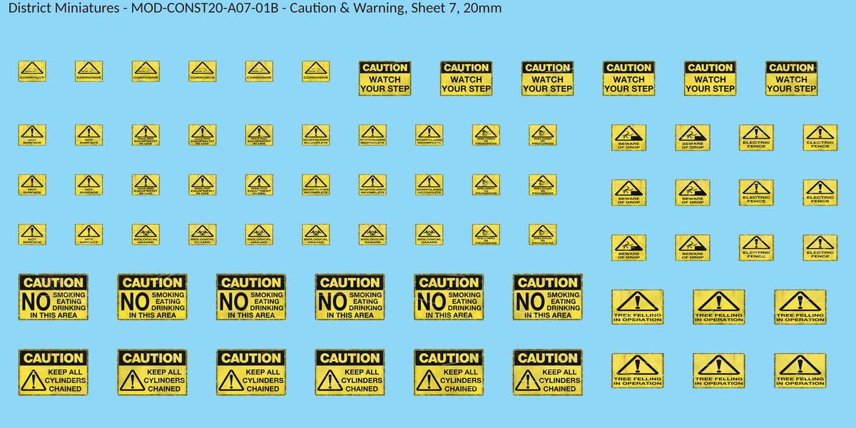 Caution & Warning, Sheet 7, 20mm decal sheet, weathered finish