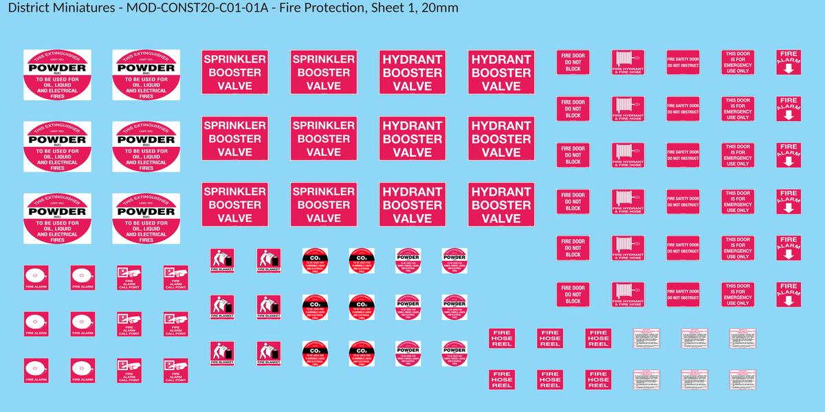 Fire Protection, Sheet 1, 20mm decal sheet, clean finish