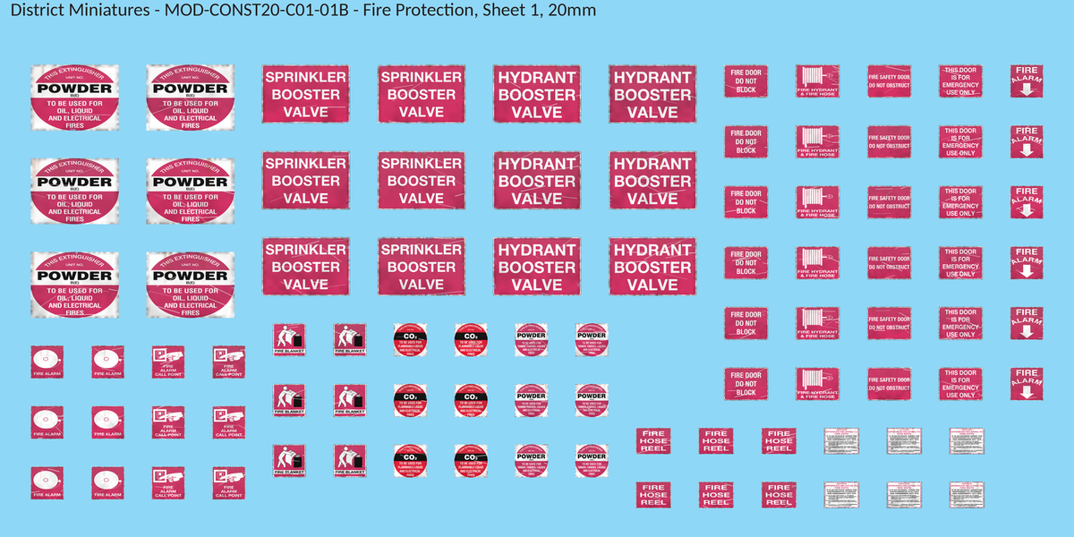Fire Protection, Sheet 1, 20mm decal sheet, weathered finish
