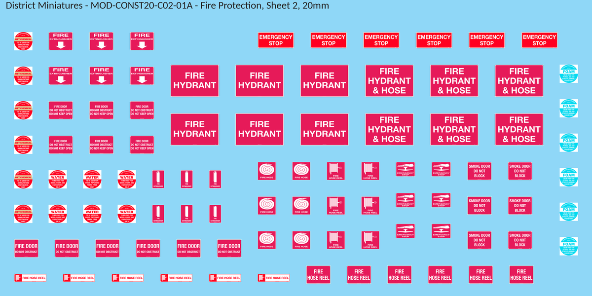 Fire Protection, Sheet 2, 20mm decal sheet, clean finish