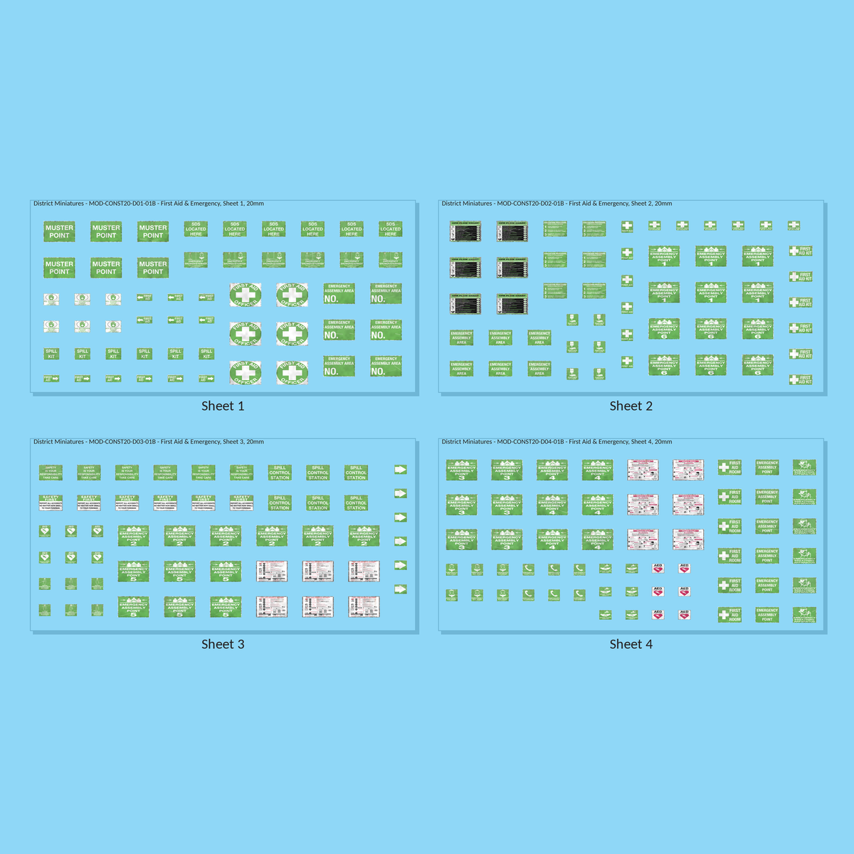 First Aid & Emergency, 20mm - all 4 sheets, weathered finish