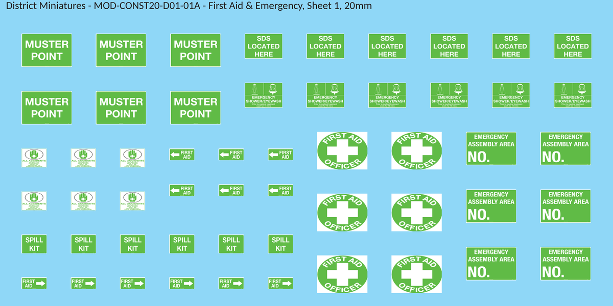 First Aid & Emergency, Sheet 1, 20mm decal sheet, clean finish