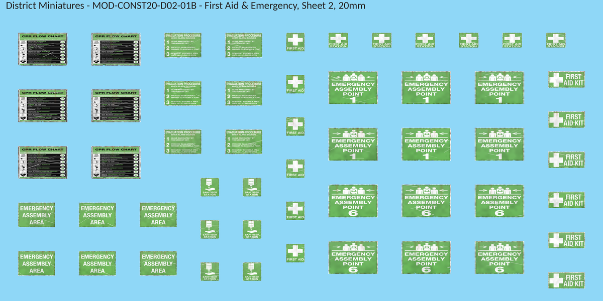 First Aid & Emergency, Sheet 2, 20mm decal sheet, weathered finish
