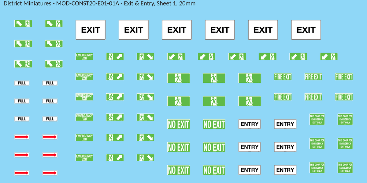 Exit & Entry, Sheet 1, 20mm decal sheet, clean finish