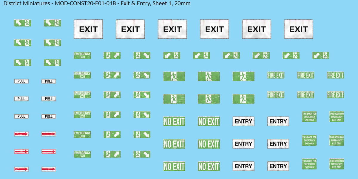 Exit & Entry, Sheet 1, 20mm decal sheet, weathered finish