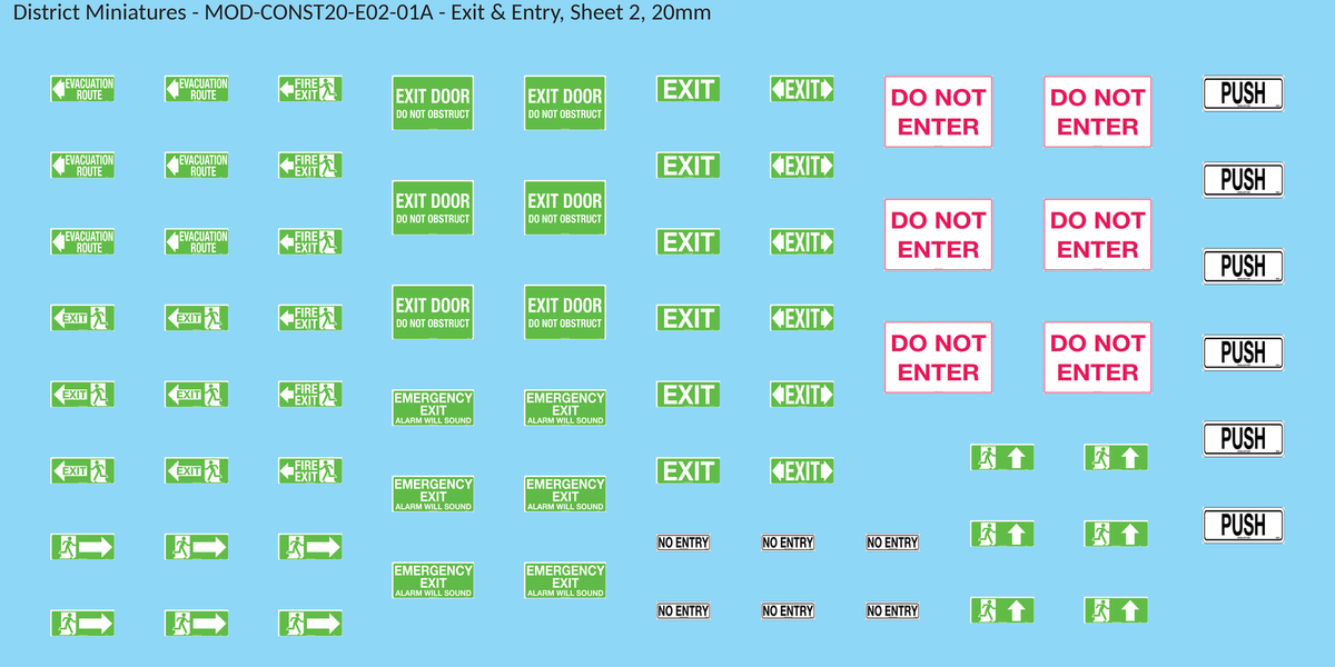 Exit & Entry, Sheet 2, 20mm decal sheet, clean finish