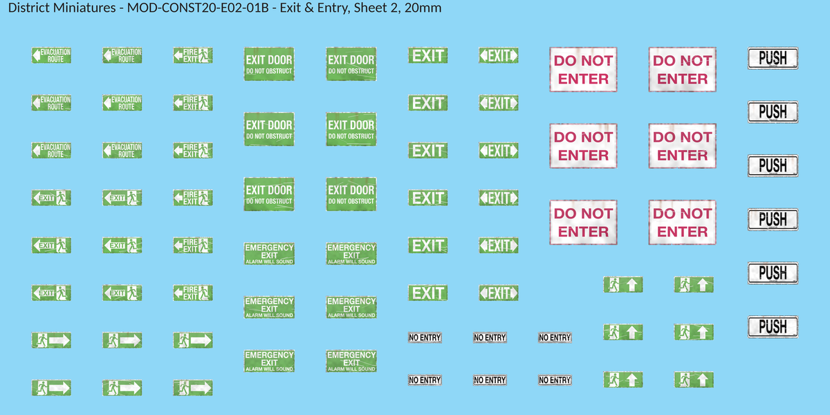 Exit & Entry, Sheet 2, 20mm decal sheet, weathered finish