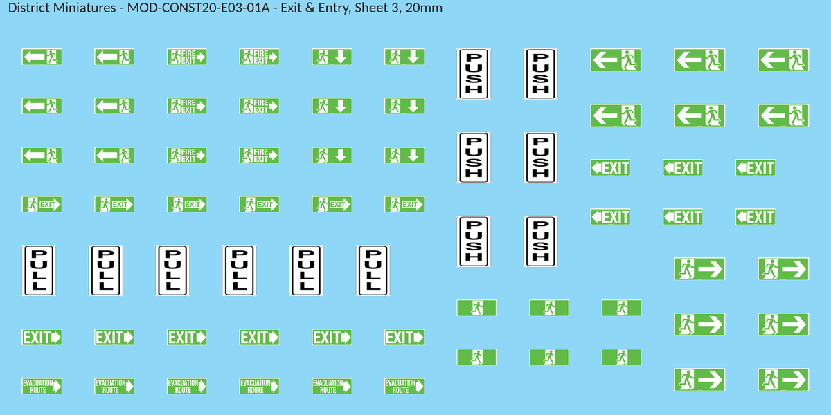 Exit & Entry, Sheet 3, 20mm decal sheet, clean finish