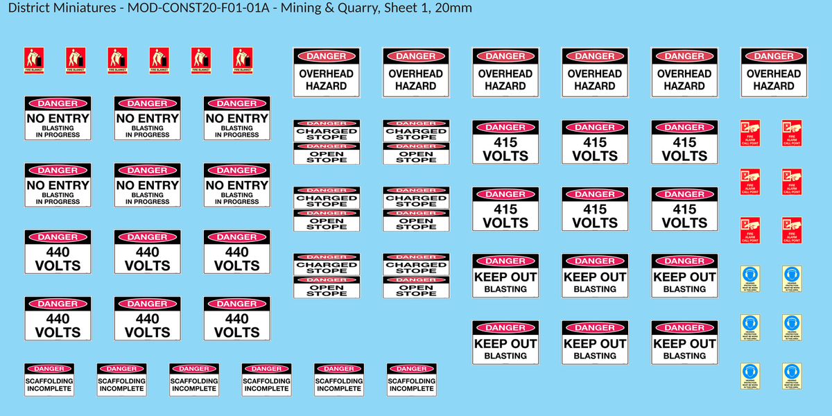Mining & Quarry, Sheet 1, 20mm decal sheet, clean finish