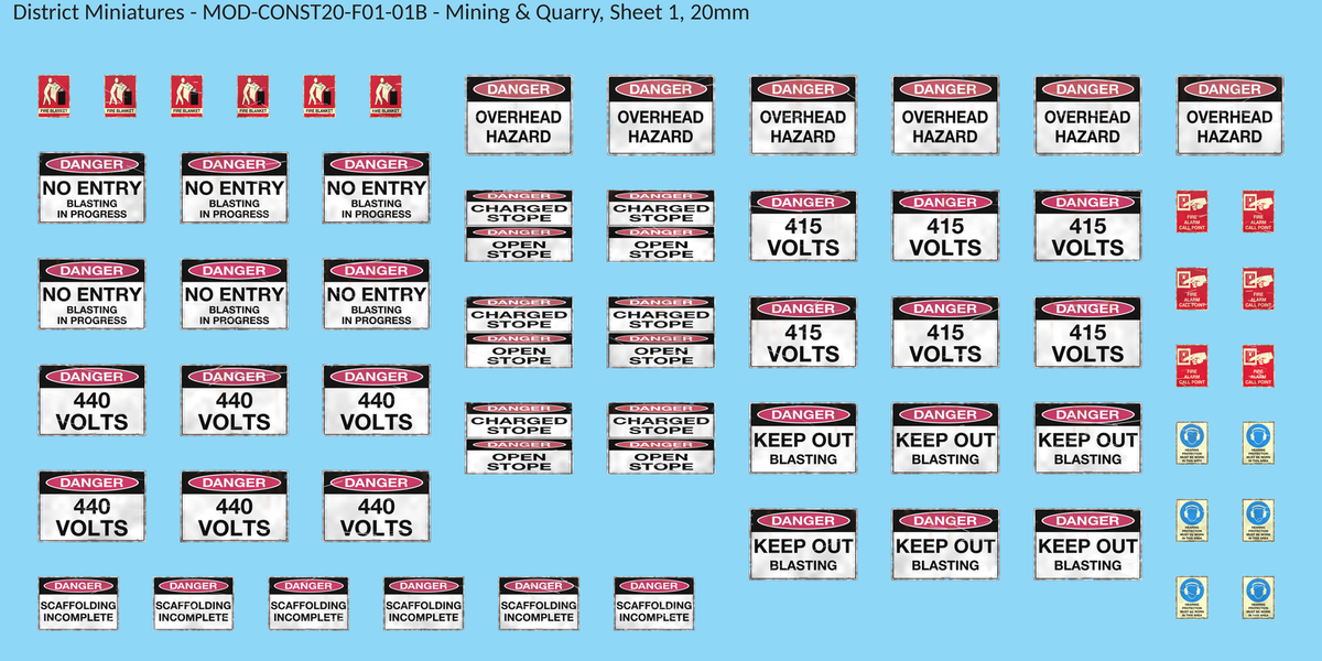 Mining & Quarry, Sheet 1, 20mm decal sheet, weathered finish