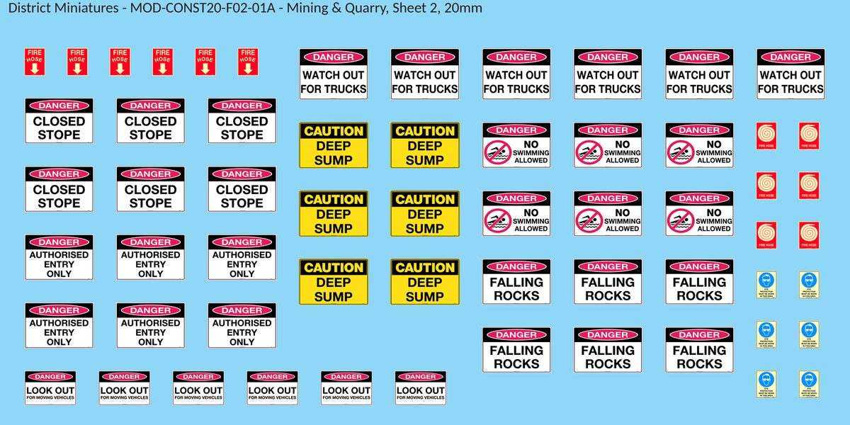 Mining & Quarry, Sheet 2, 20mm decal sheet, clean finish