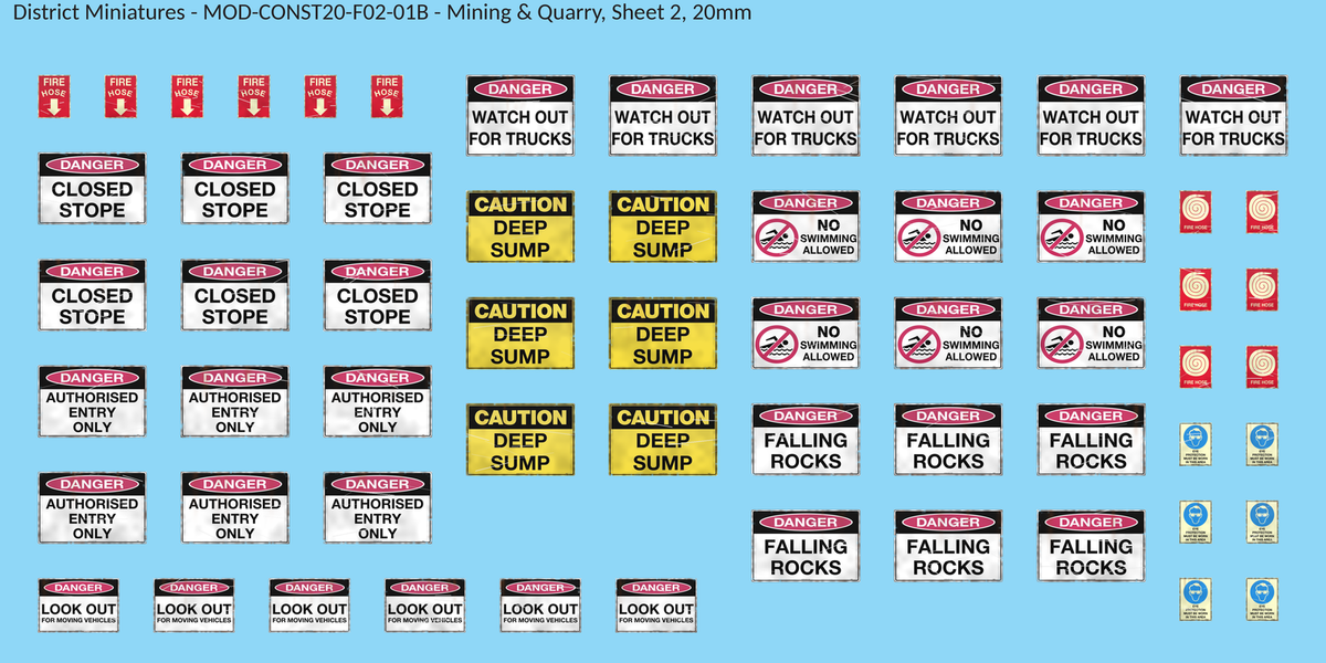Mining & Quarry, Sheet 2, 20mm decal sheet, weathered finish