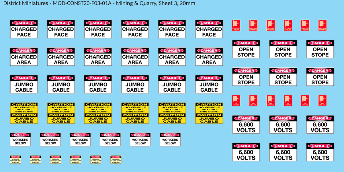 Mining & Quarry, Sheet 3, 20mm decal sheet, clean finish