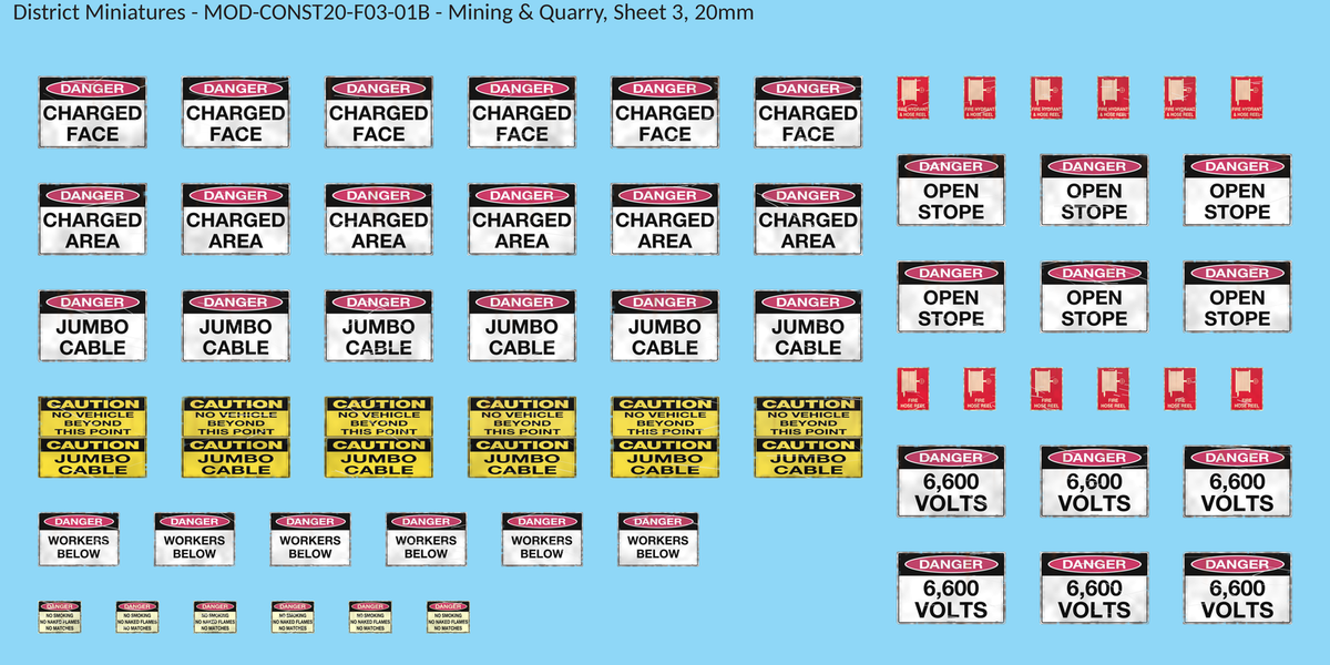 Mining & Quarry, Sheet 3, 20mm decal sheet, weathered finish