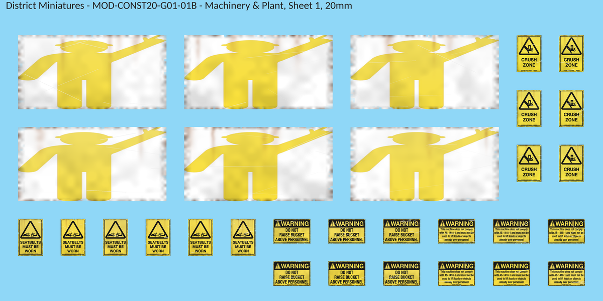 Machinery & Plant, Sheet 1, 20mm decal sheet, weathered finish