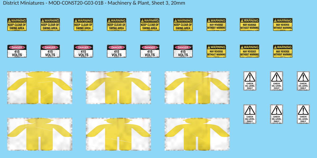 Machinery & Plant, Sheet 3, 20mm decal sheet, weathered finish