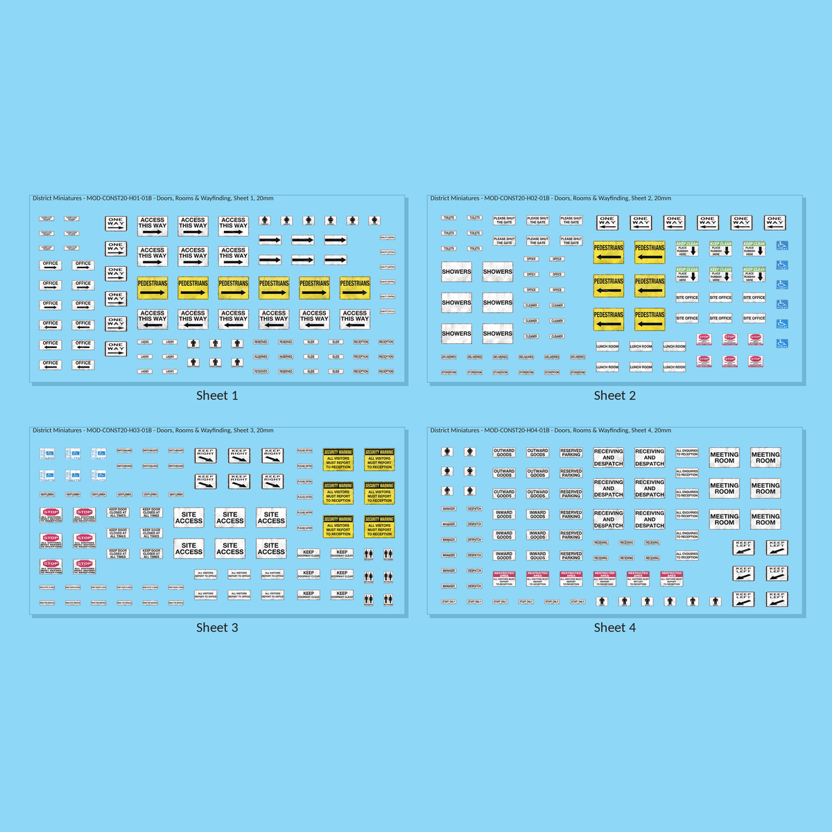 Doors, Rooms & Wayfinding, 20mm - all 4 sheets, weathered finish