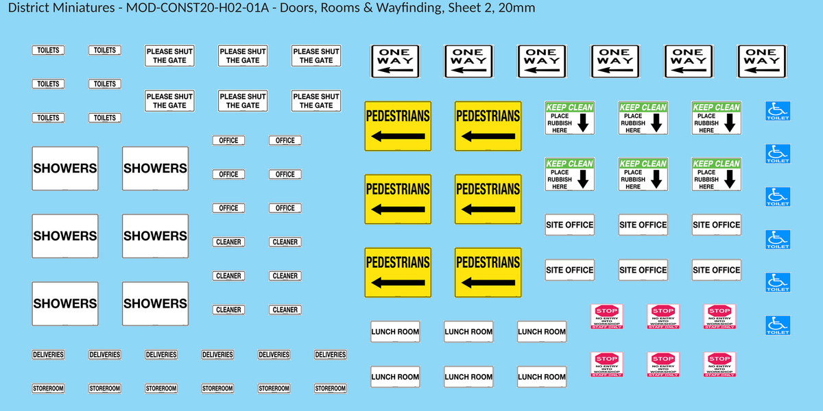 Doors, Rooms & Wayfinding, Sheet 2, 20mm decal sheet, clean finish