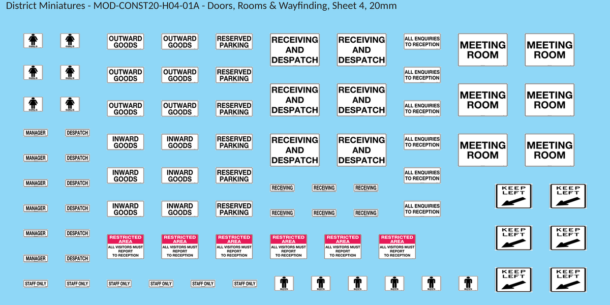 Doors, Rooms & Wayfinding, Sheet 4, 20mm decal sheet, clean finish