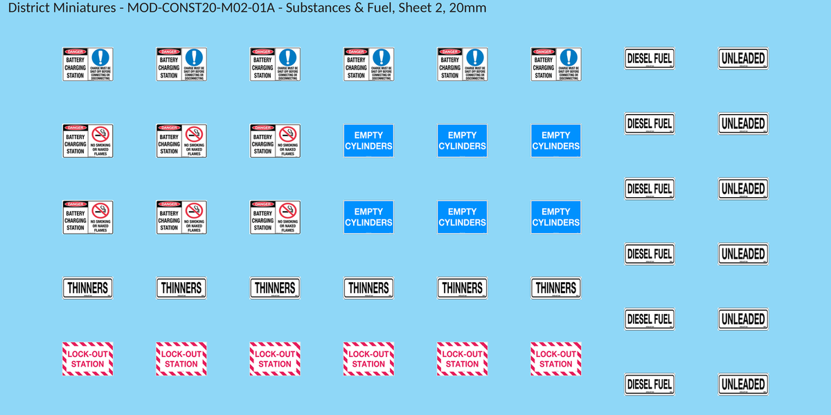 Substances & Fuel, Sheet 2, 20mm decal sheet, clean finish