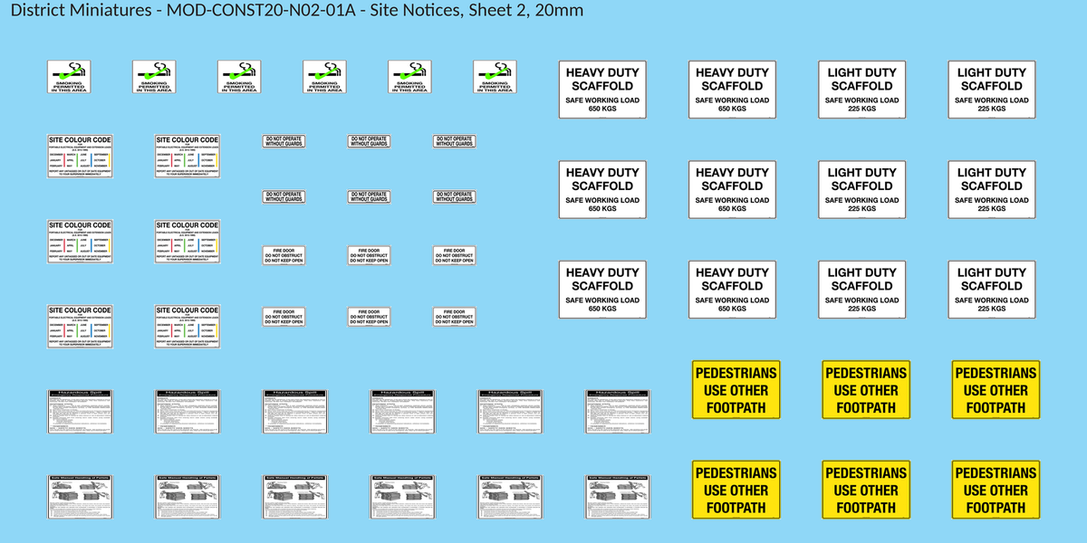 Site Notices, Sheet 2, 20mm decal sheet, clean finish
