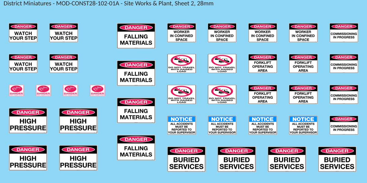 Site Works & Plant, Sheet 2, 28mm decal sheet, clean finish