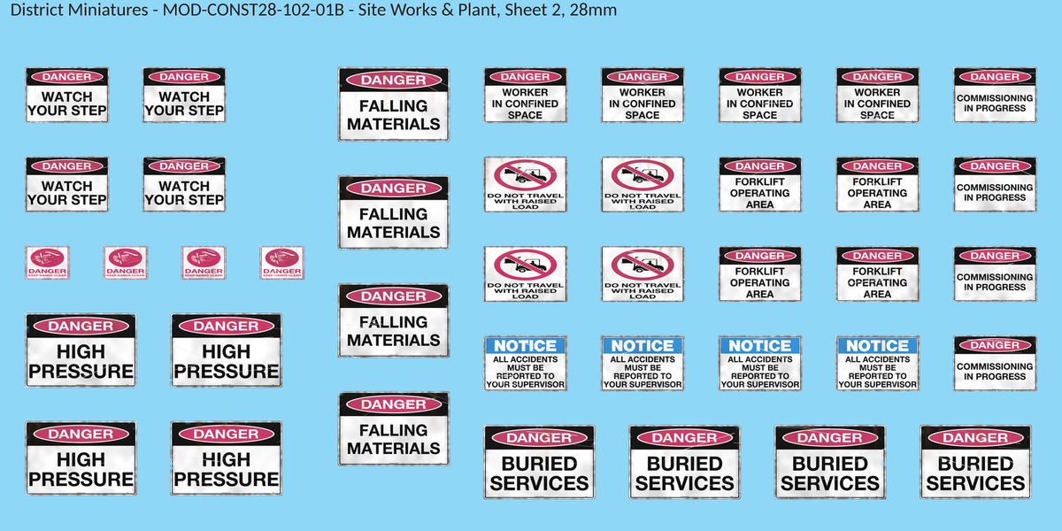 Site Works & Plant, Sheet 2, 28mm decal sheet, weathered finish