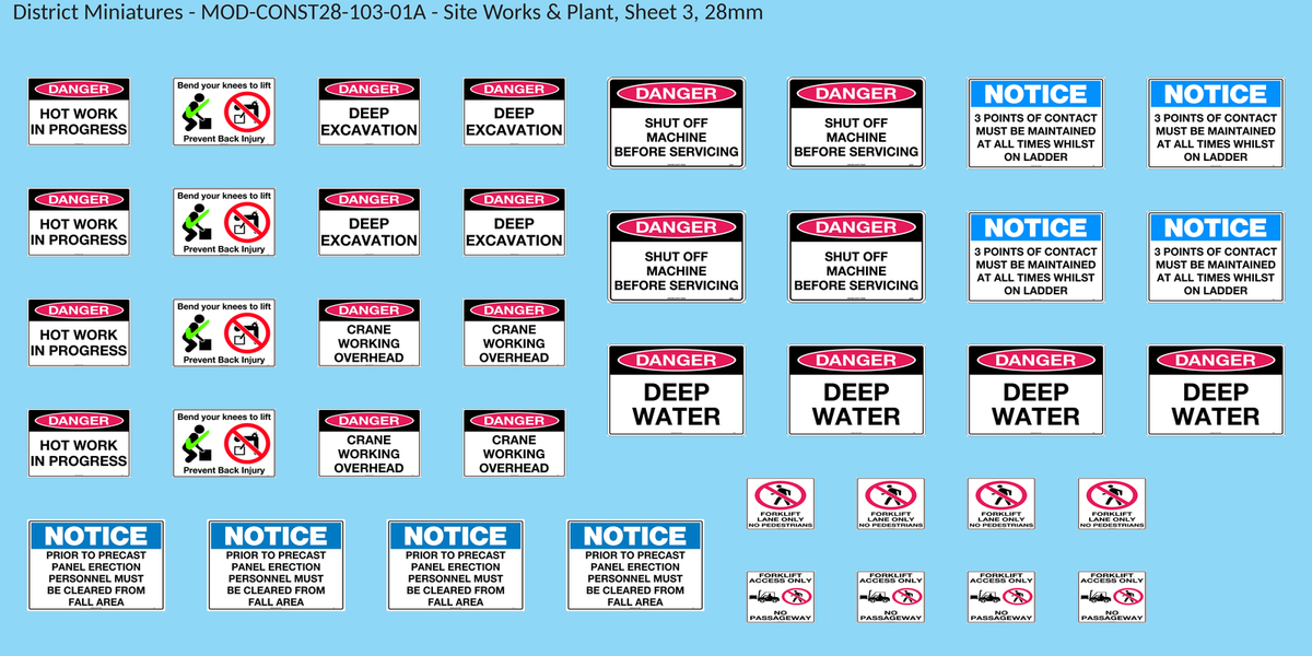Site Works & Plant, Sheet 3, 28mm decal sheet, clean finish
